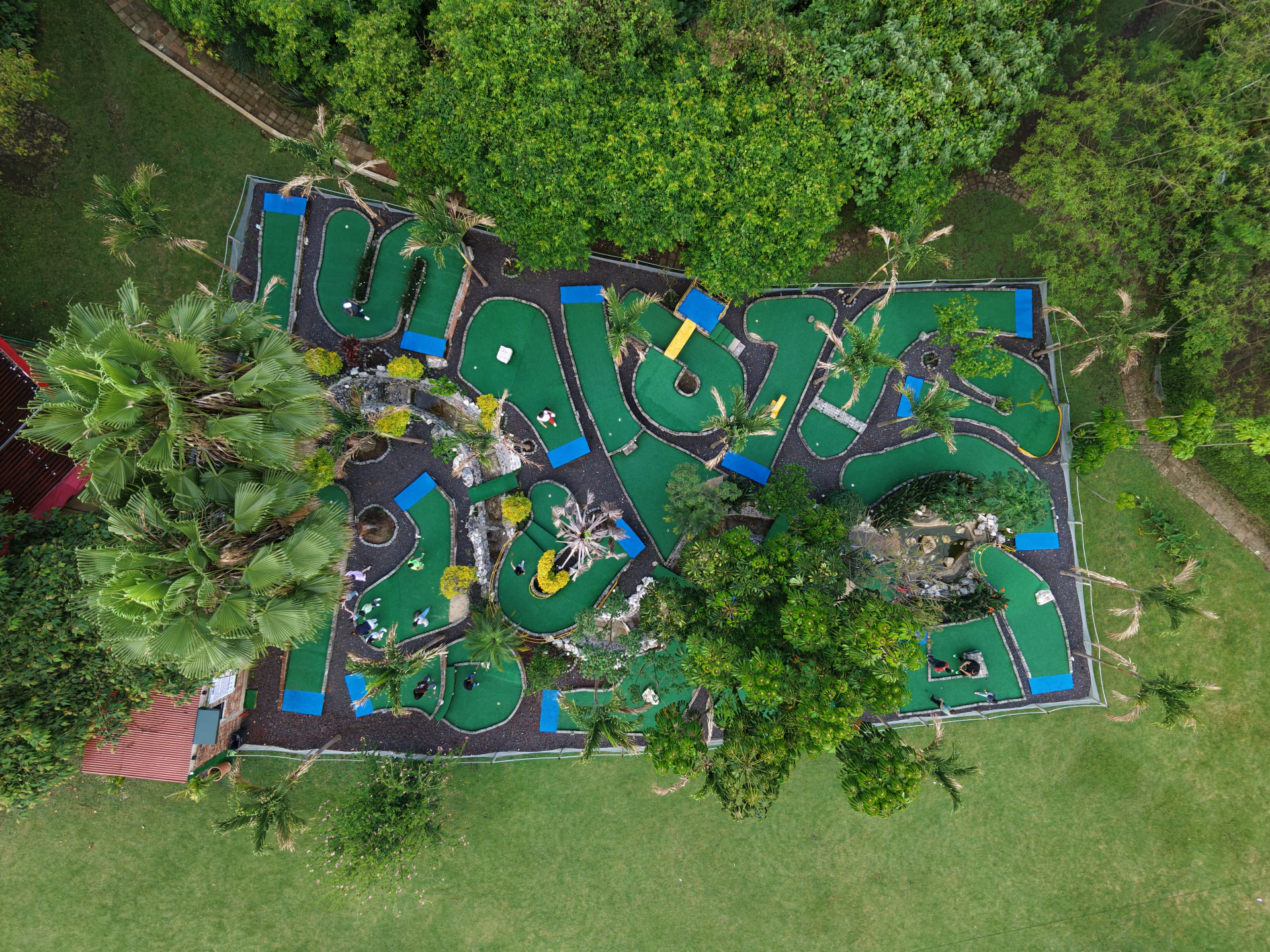 Cancha de minigolf en pleno bosque
